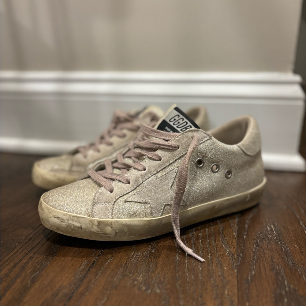 Golden Goose Superstar glitter low tops, size 37